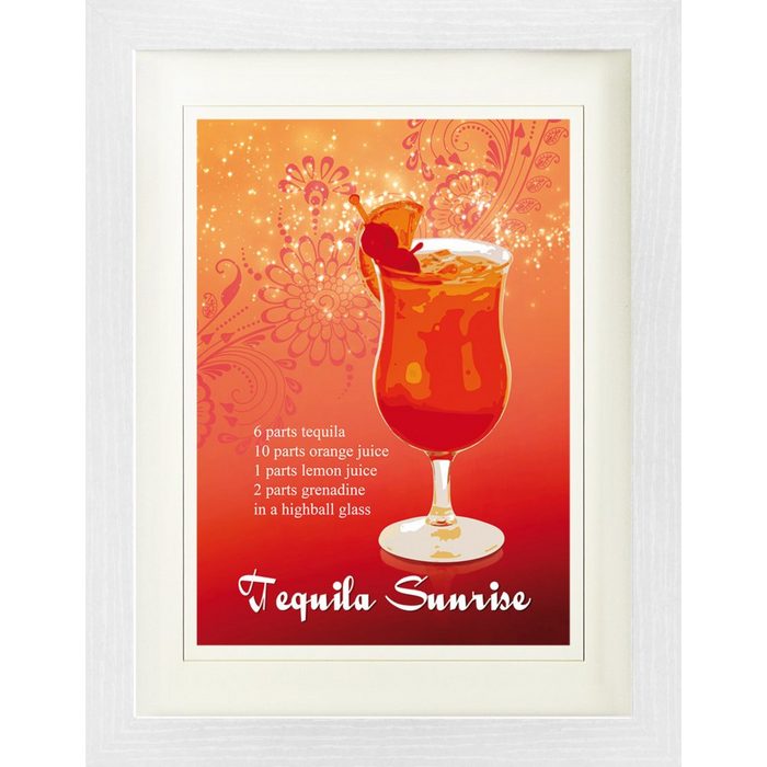 1art1 Bild mit Rahmen Cocktails - Tequila Sunrise