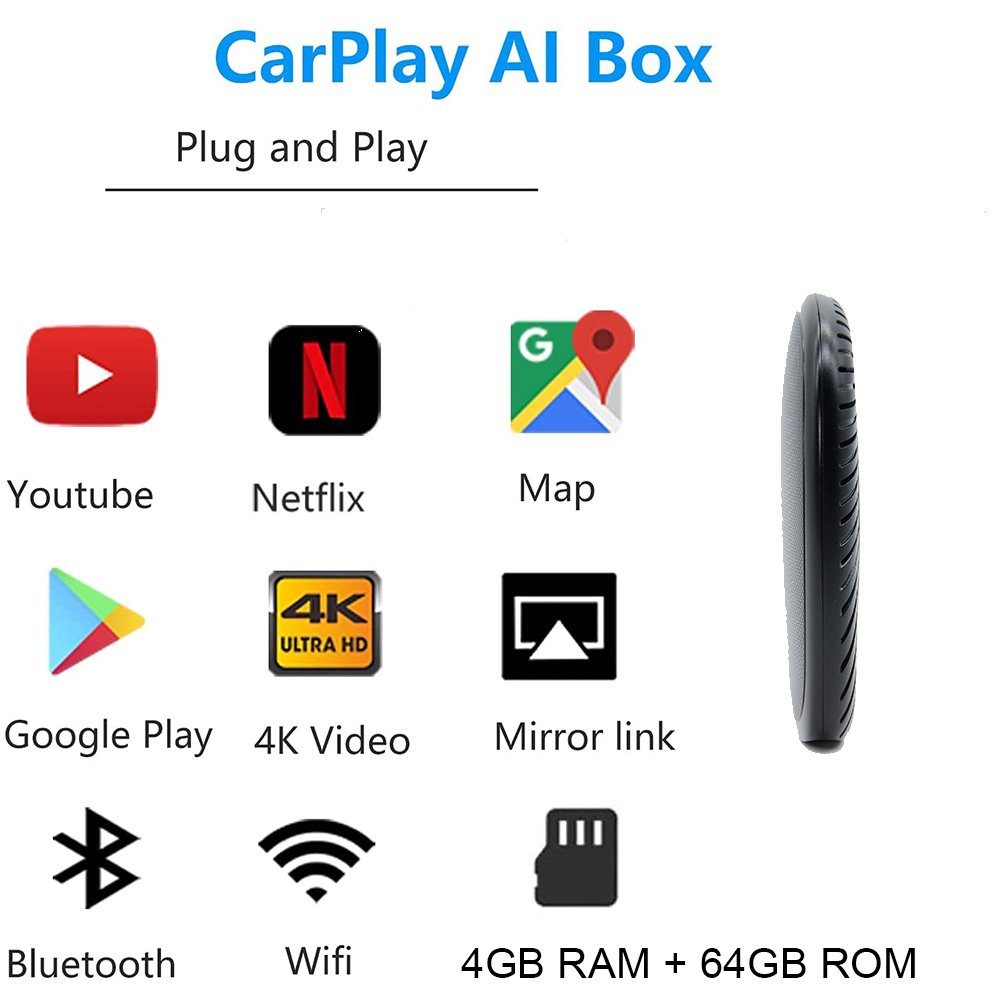 TAFFIO Universal Carplay - Android System AI BOX GPS Media USB Player Apps Navigationsgerät