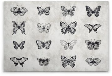 A.S. Création Leinwandbild sketchpad 3, (1 St), Schwarz-Weiß Zeichnung Schmetterling Keilrahmen Bild