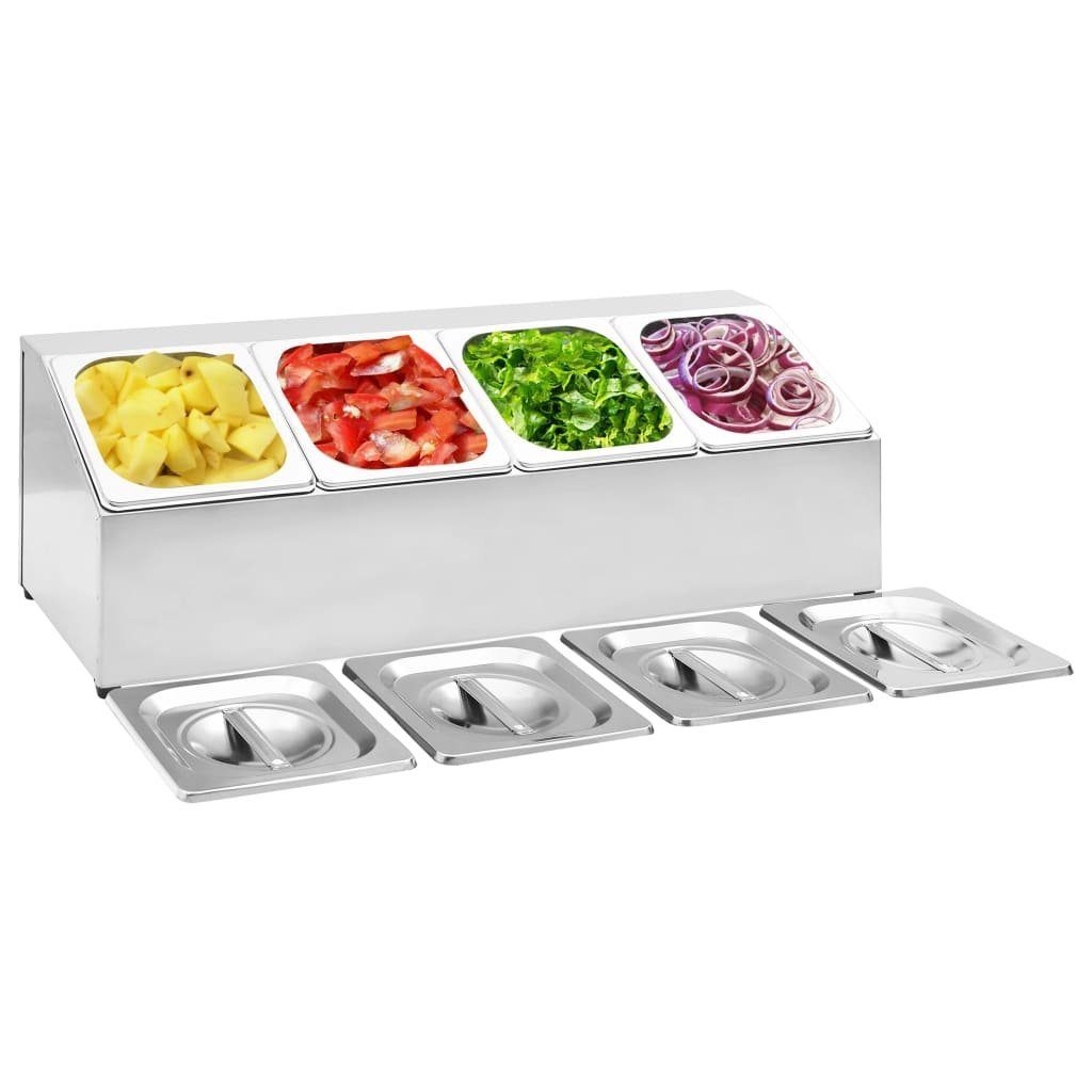 vidaXL Küchenregal Gastronorm-Ständer mit 4 GN 1/6 Behältern Edelstahl