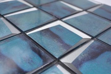 Mosani Mosaikfliesen Glasmosaik Crystal Mosaikfliesen blau glänzend / 10 Mosaikmatten