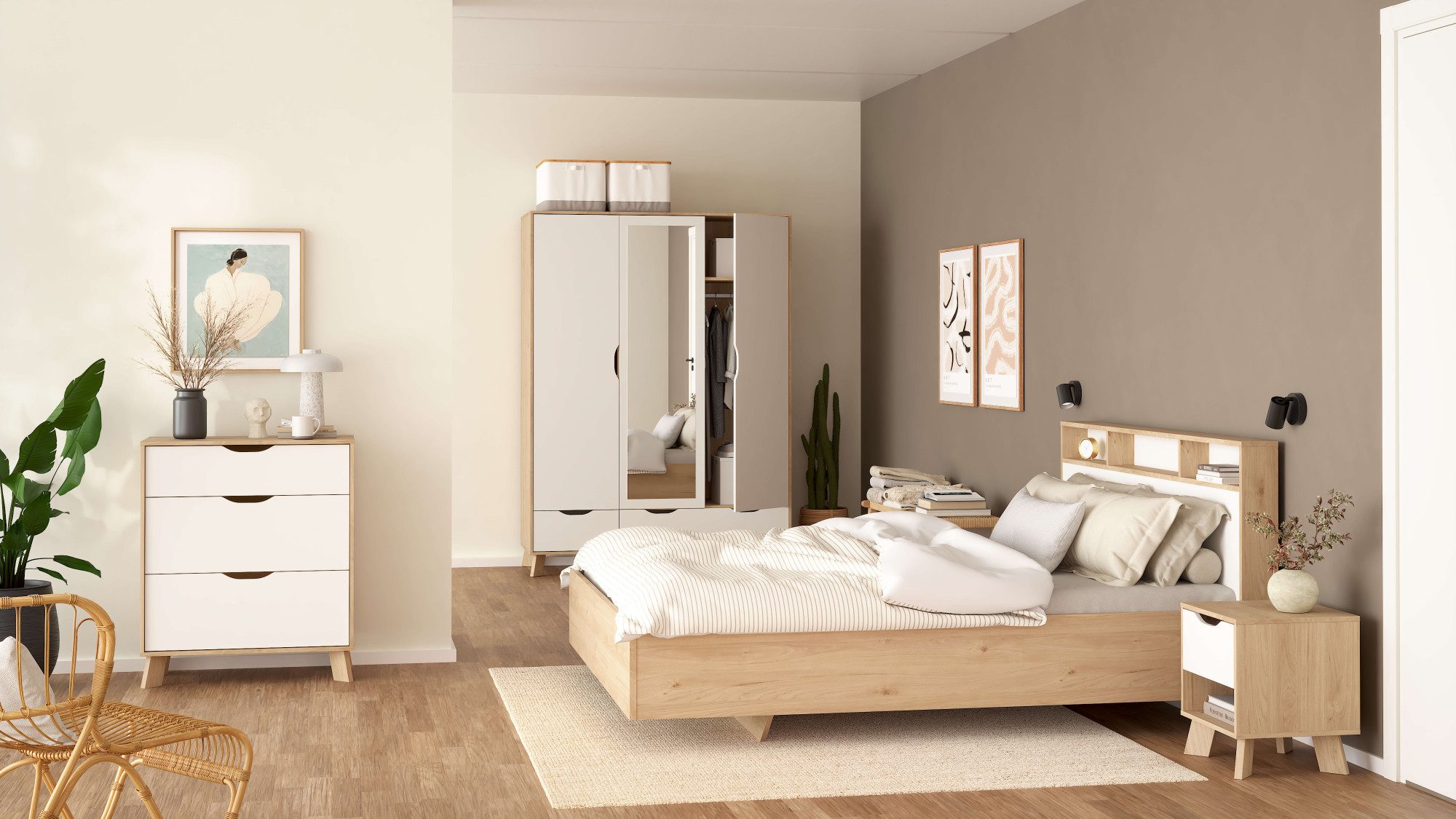 andas Stauraumbett Ikast Bett, Bettgestell, Stauraum, Aufbewahrung, Liegefläche 140x200 cm, 2 Schubladen