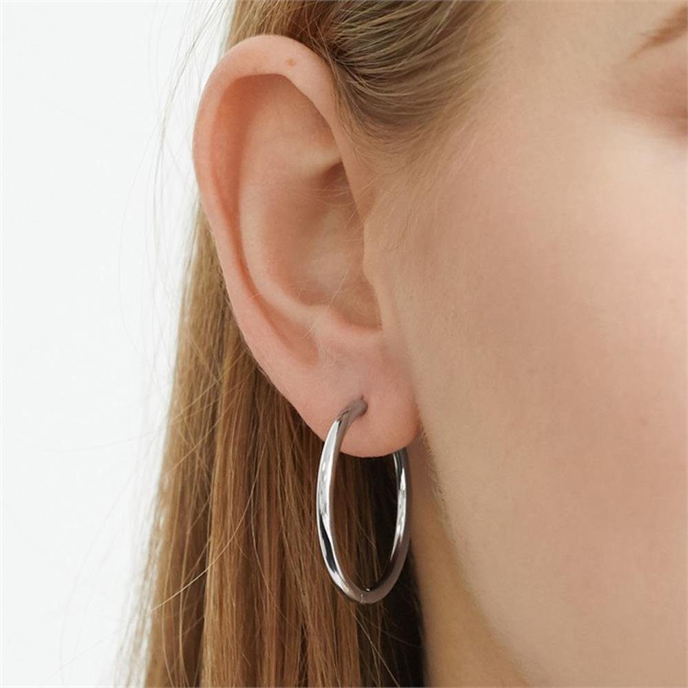 Unique Paar Creolen Schlicht aus Edelstahl in Silber 3 cm Durchmesser E5118 günstig online kaufen