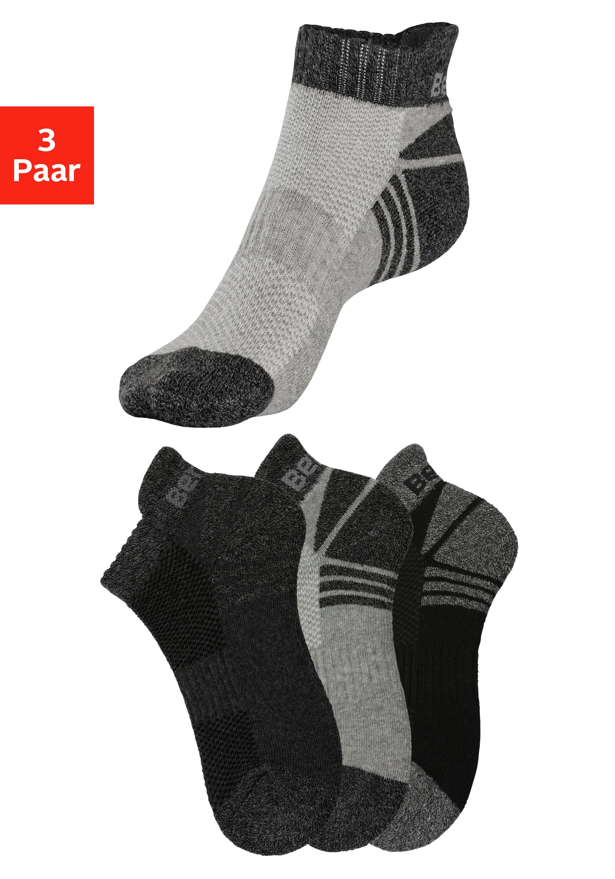 Bench. Sneakersocken (Packung, 3-Paar) mit Mittelfußgummi und Pikeestruktur