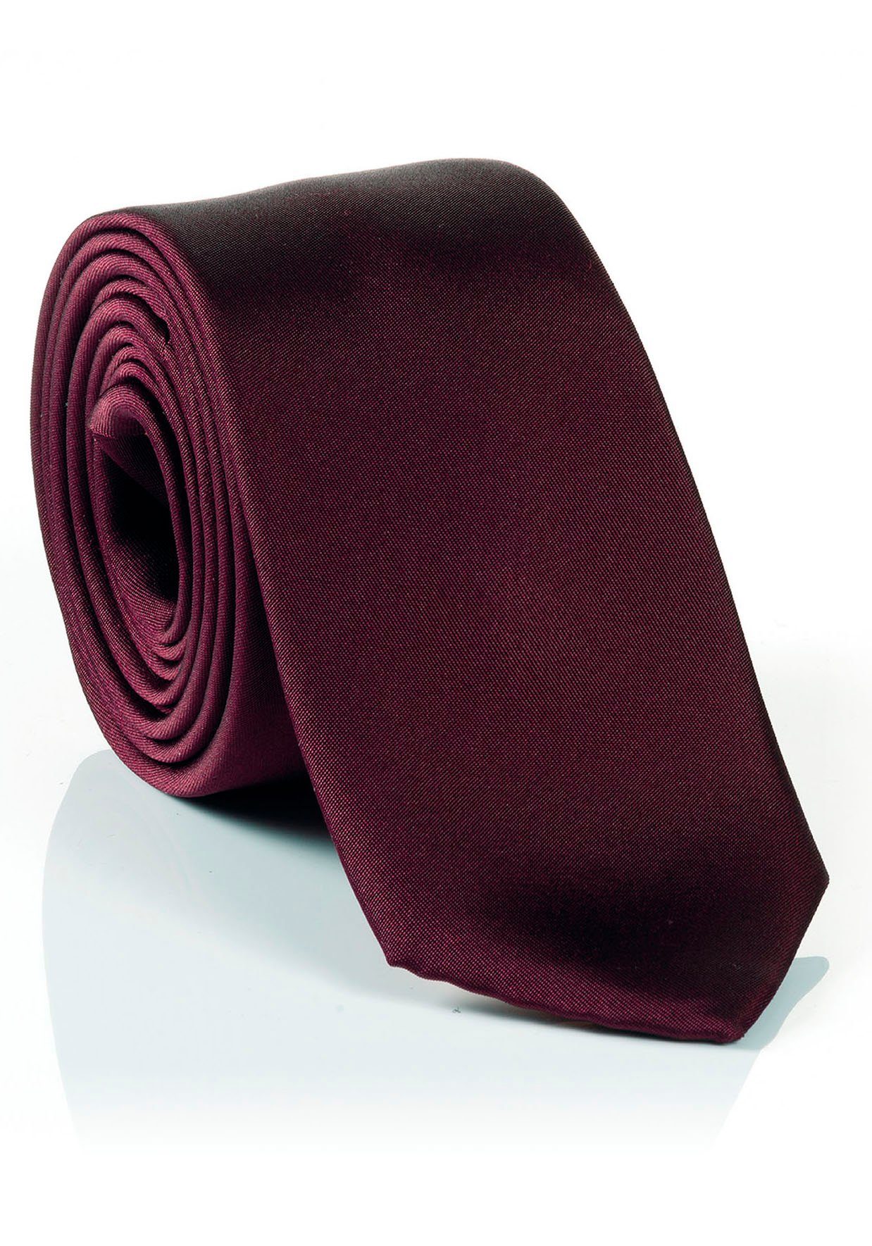 MONTI Krawatte aus bordeaux Seide, reiner Uni-Pastellfarben