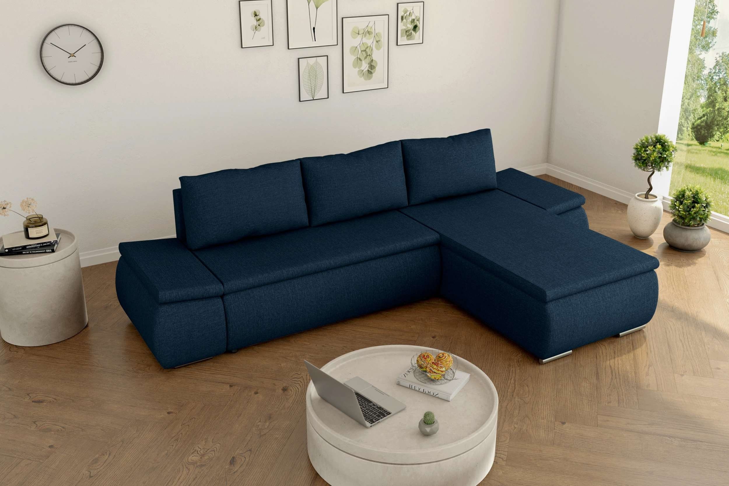 Stylefy Ecksofa Olin, L-Form, Eckcouch, Ottomane links oder rechts  bestellbar, mit Bettfunktion, frei im Raum stellbar, mit Wellenfederung,  Modern Design