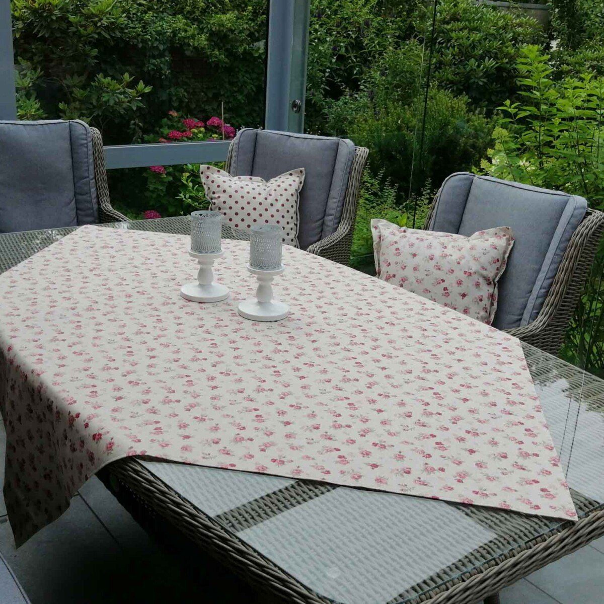 Mit Liebe dekoriert Tischdecke Tischdecke Rosa Rosen Beschichtete Baumwolle / Baumwollmischung