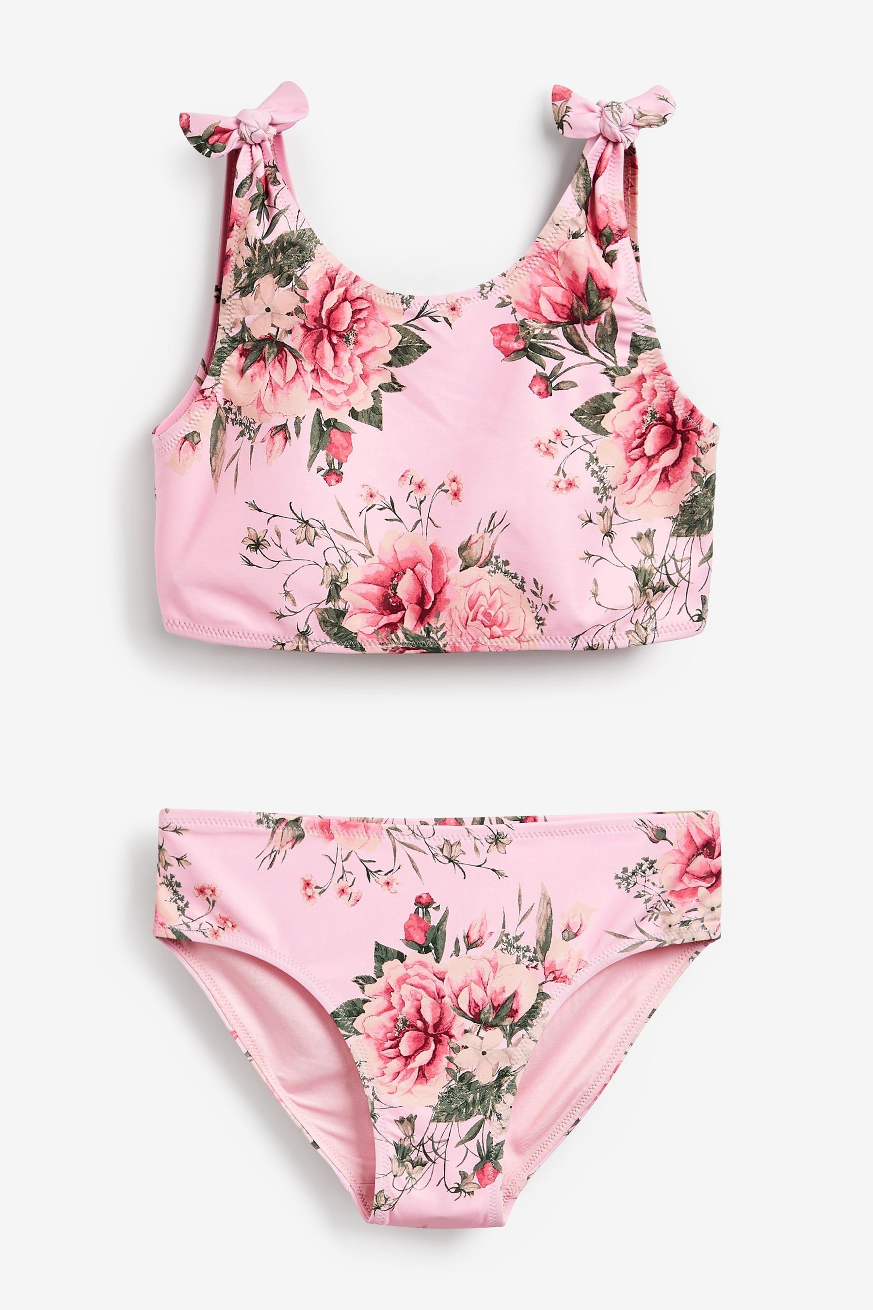 Schultern Pink Next Bustier-Bikini den Bikini (2-St) mit Bindedetail an