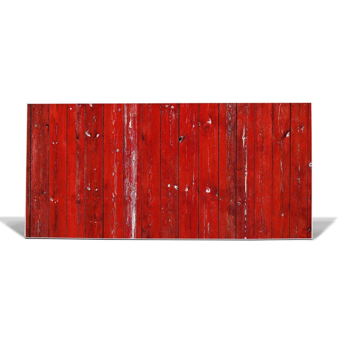banjado Wandtafel Stahl Rote Holzlatten, (inkl. 4 Magnete, Stahlmagnettafel) weiß