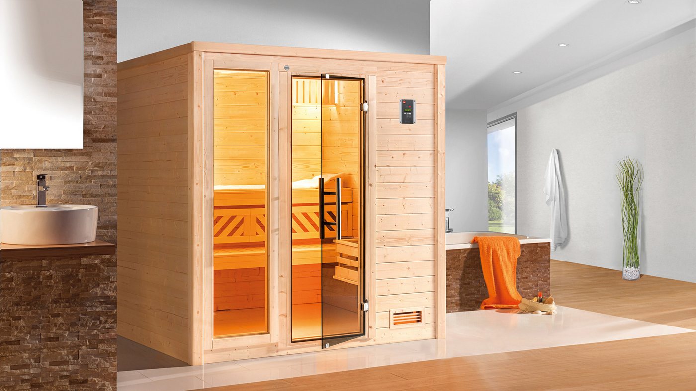 Thumbnail - weka Sauna Massivholzsauna BERGEN 1.8, BxTxH: 195,5 x 178 x 205 cm, 45 mm, Blockbohlen, naturbelassenes Fichtenholz