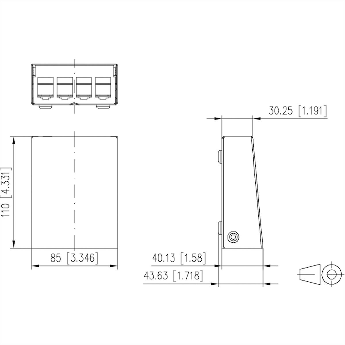 Metz Connect Modul AP-Gehäuse 4 Port reinweiß RAL9010 Netzwerk-Panel (130861-0402-E)