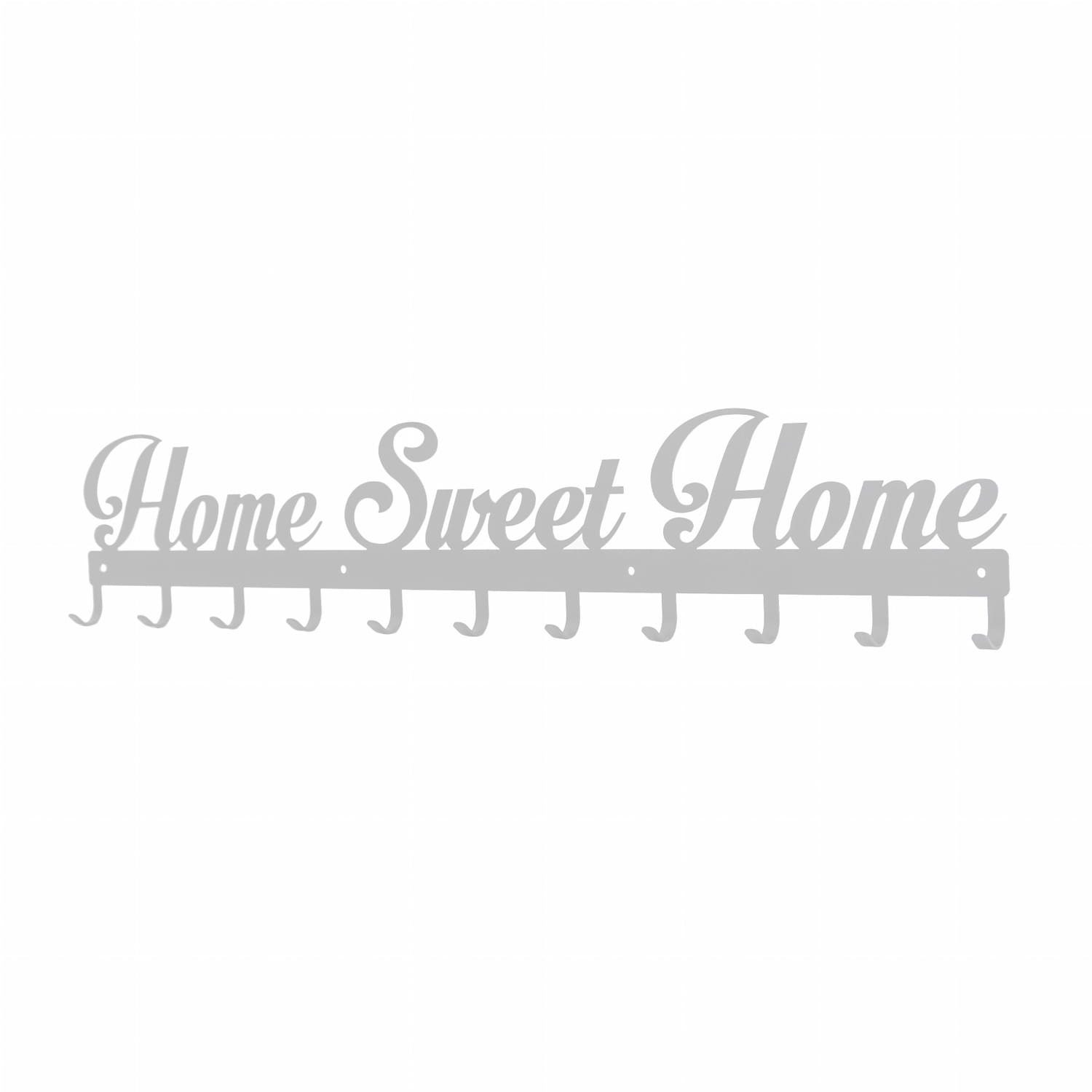 Garderobenhaken Kleiderhaken Home Sweet Home Grau 80 Breit Hakenleiste Edelstahl Schlü