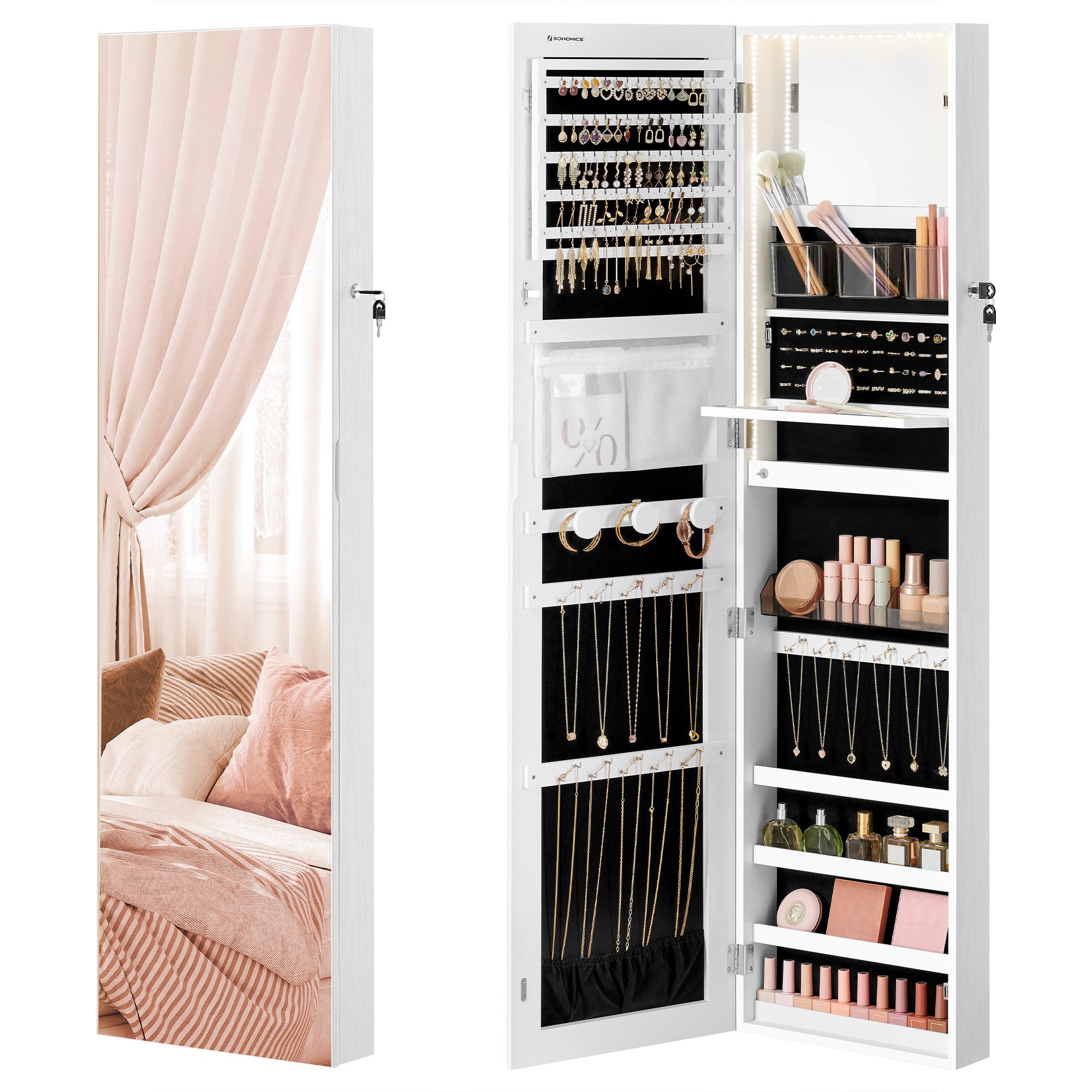 Schmuckschrank Schmuckorganizer Spiegelschrank wand- oder türmontiert