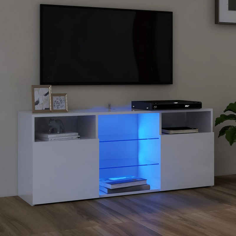 vidaXL TV-Schrank TV-Schrank mit LED-Leuchten Hochglanz-Weiß 120x30x50 cm (1-St)