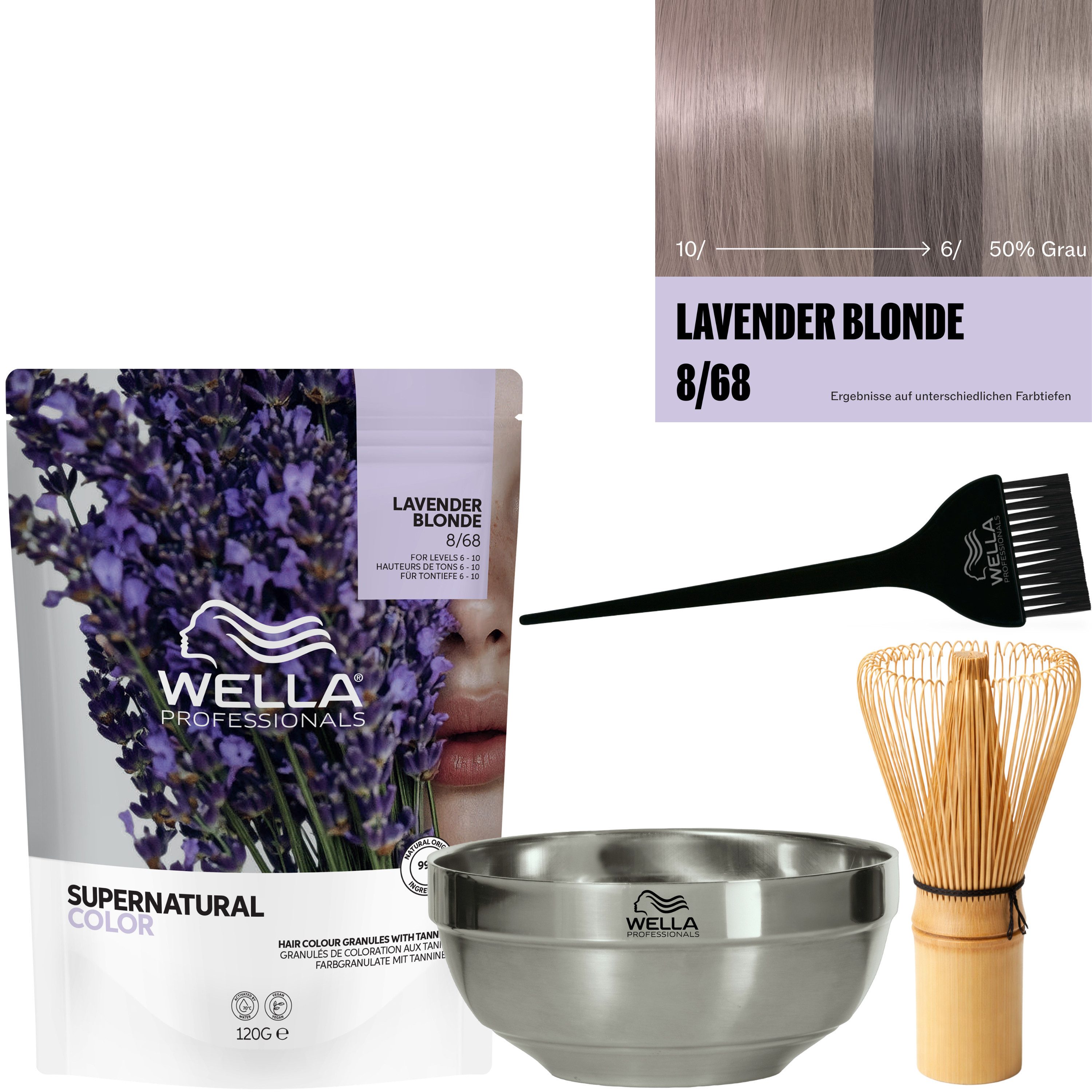Wella Professionals Haarfarbe Supernatural Color Komplett-Set, 4-tlg., Haarfarbe aus bis zu 100% natürlichen Inhalttstoffen
