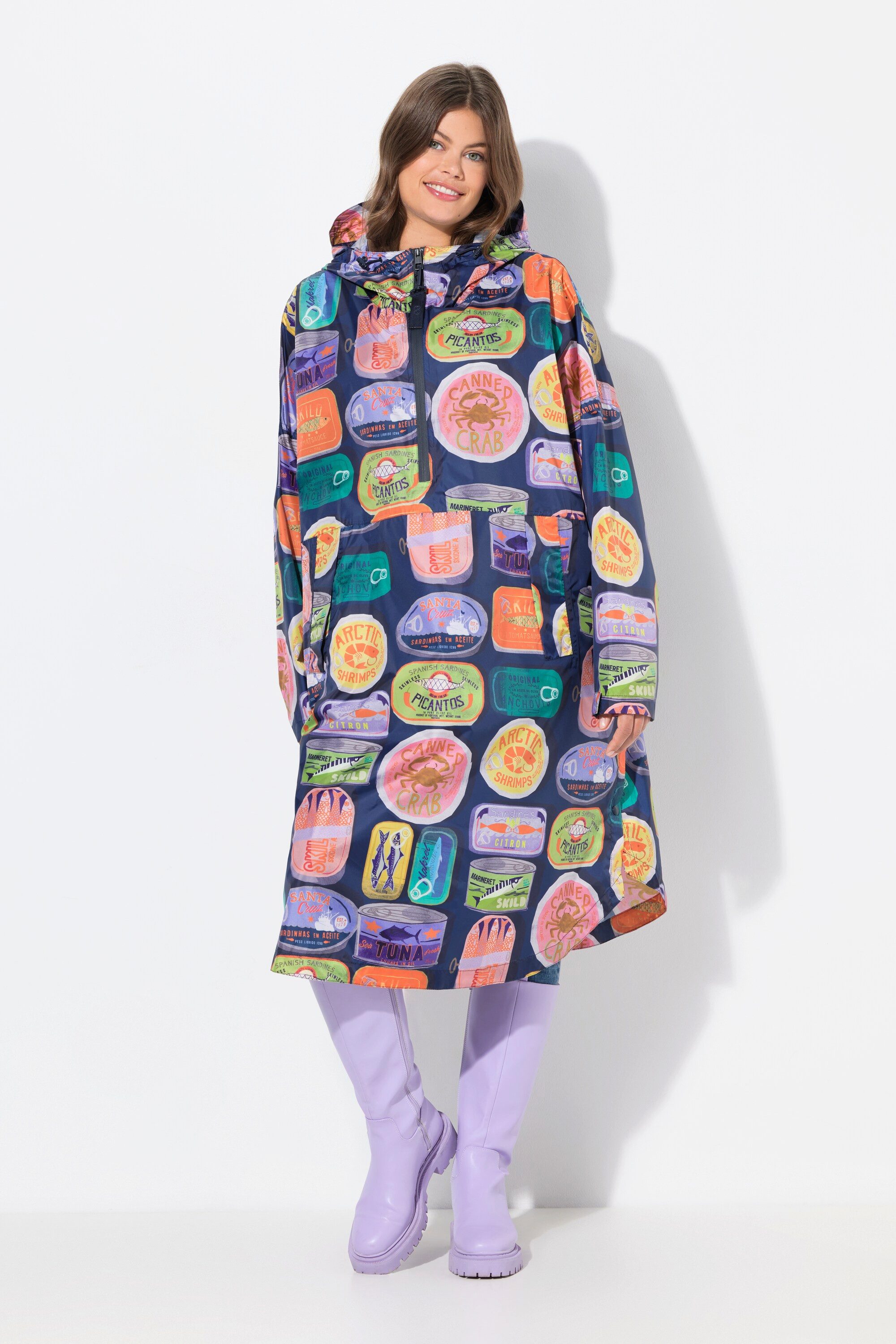 Funktionsjacke Funktions-Regencape Unisex Print Kapuze
