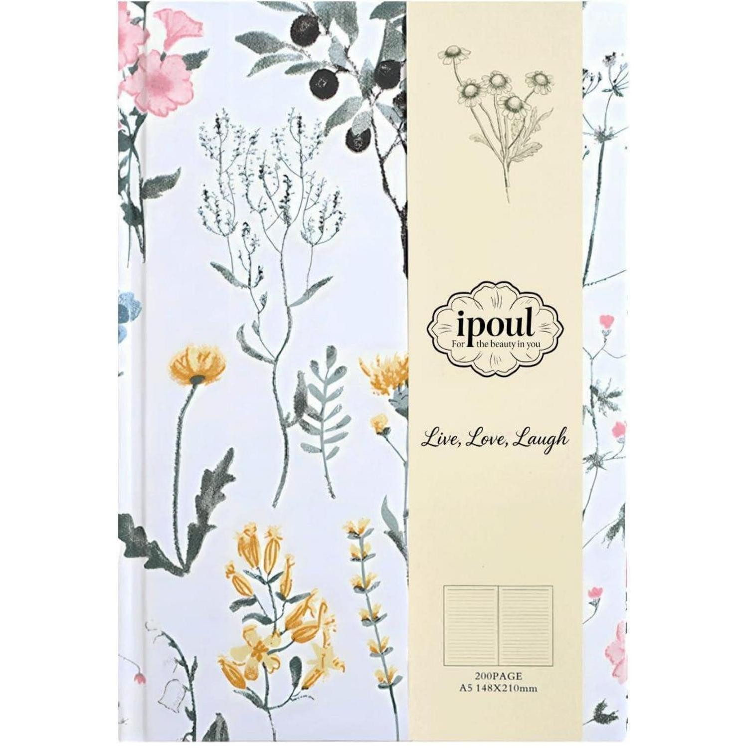 LuxusKollektion Tagebuch Floral Journal A5 Leinen Weiß Plants