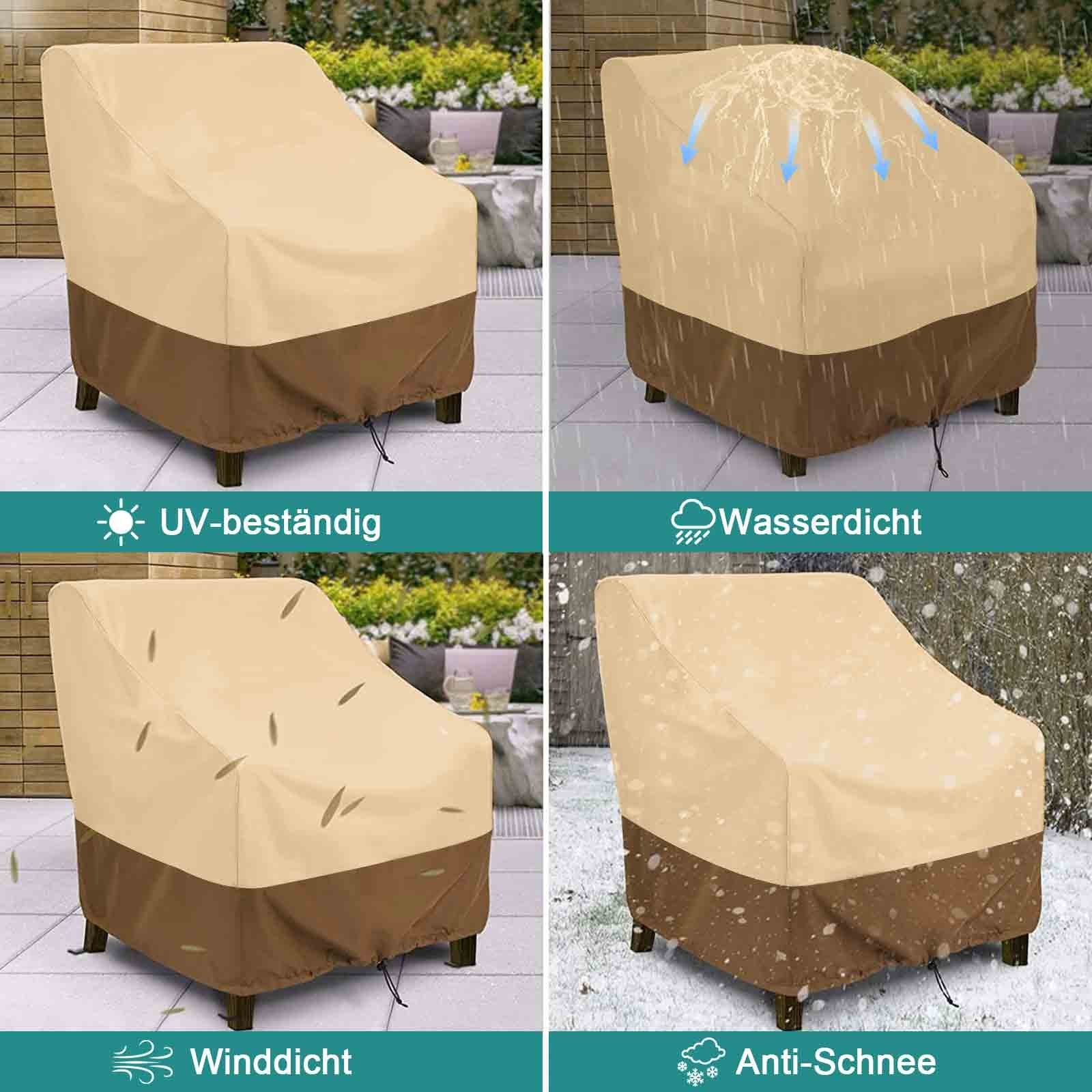 Gartenstühle,Gartenstuhl-Schutzhülle Abdeckung Beige Stapelstühle Reißfest,kältebeständige Gartenmöbel-Schutzhülle Oxford BTTO Wasserdichte, Schutzhülle 210/420D