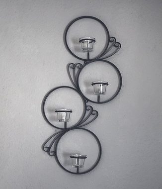 DanDiBo Teelichthalter Wandteelichthalter Metall Schwarz Rund Wandkerzenhalter 60cm Wand