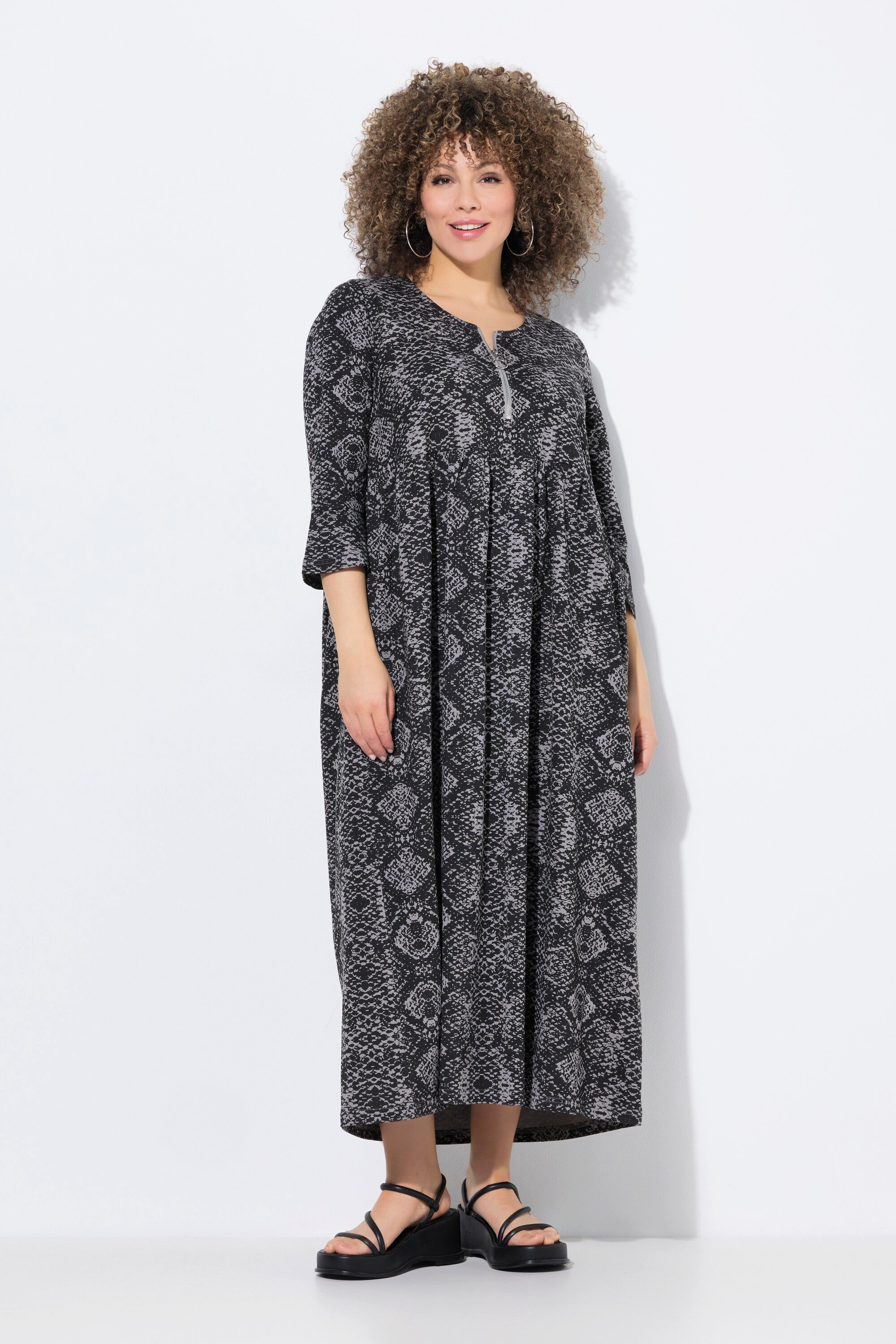 Jerseykleid Maxi-Jerseykleid Schlangenmuster 3/4-Arm