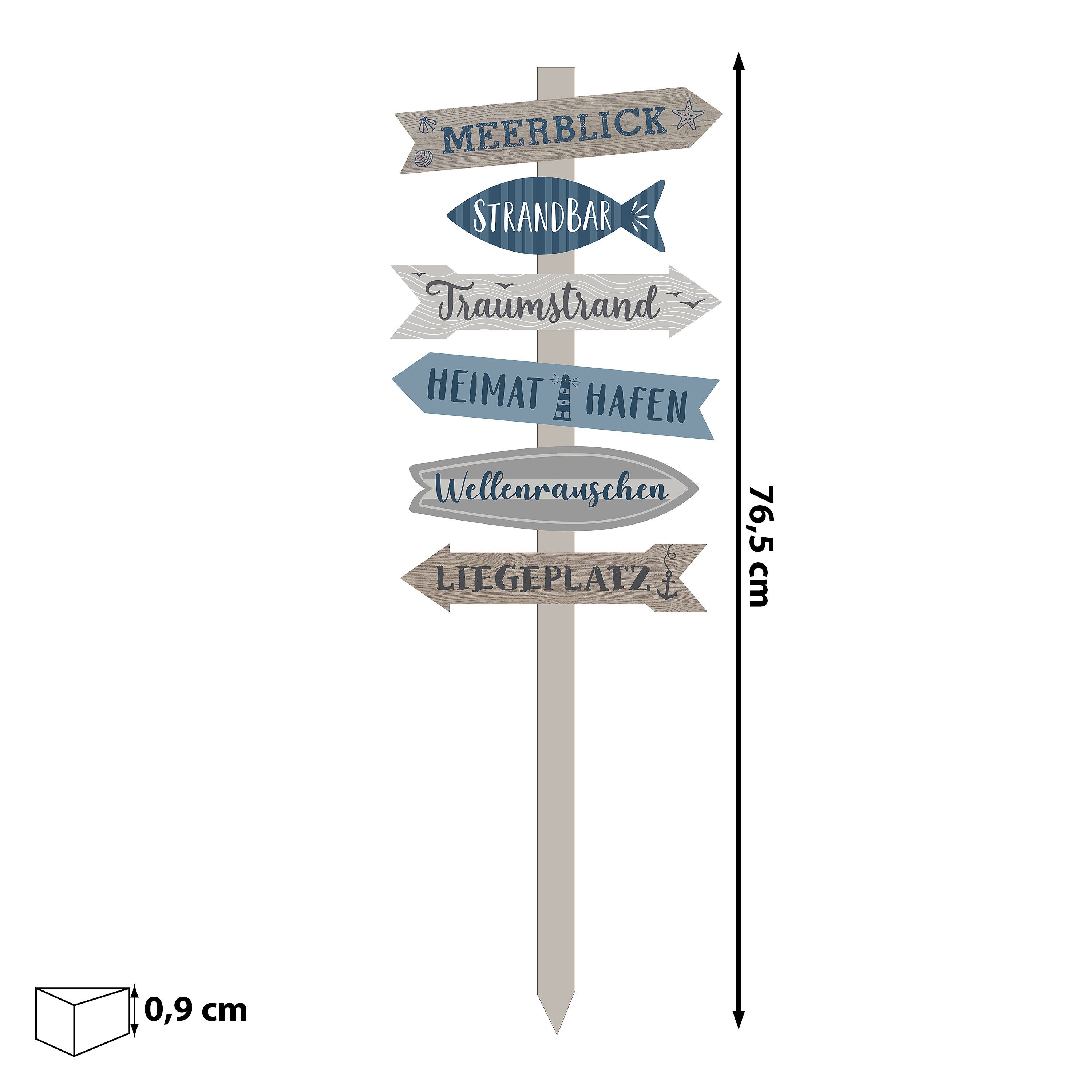 CEPEWA Hinweisschild Strandschild Wegweiser maritim Schild Holz 76cm Gartendeko 6 Planken – Bild 2 von 5
