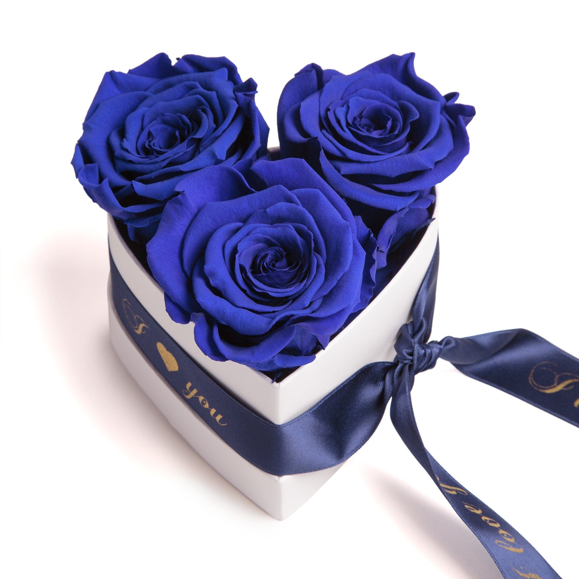 Box Infinity Rosenbox in für Love Heidelberg, I Rosen SCHULZ Blau You Kunstblume 8.5 3 Geschenk cm, Rose, Herz Valentinstag konservierte ROSEMARIE Höhe Sie