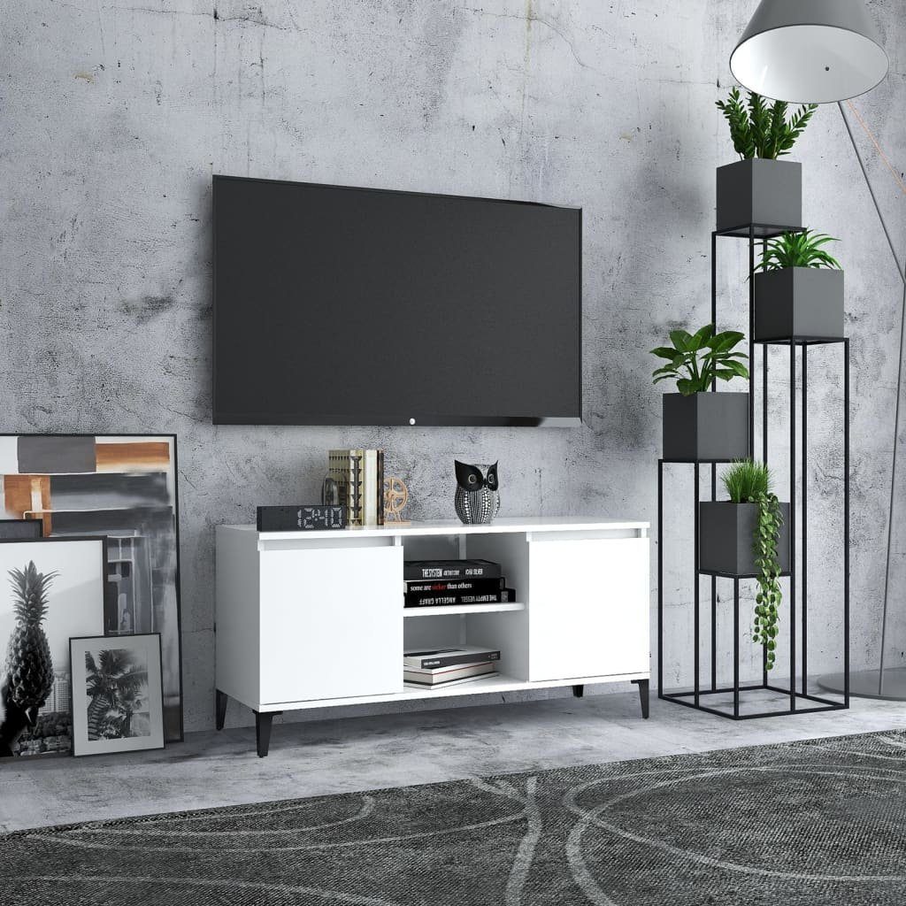 furnicato TV-Schrank mit Metallbeinen Weiß 103,5x35x50 cm