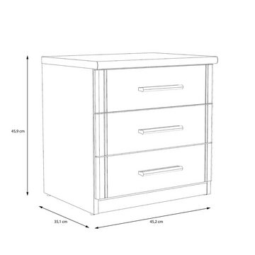 freiraum Nachtkommode Gloria, in Bianco Eiche - 45,2x45,9x35,1cm (BxHxT)