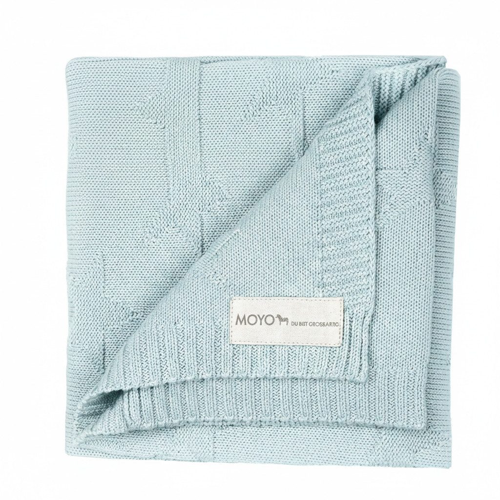 Babydecke Strick Babydecke Sternenmuster Frischer Morgentau, Moyo, Kuscheldecke, zart zur Babyhaut