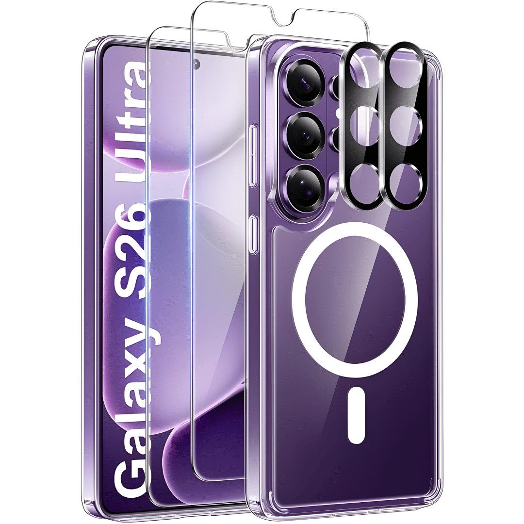 SmartUP Smartphone-Hülle für Samsung Galaxy S26 Ultra MagSafe Schutzglas Display Kamera Full 9H 6,9 Zoll, 5in1 Set - MagSafe kompatibel