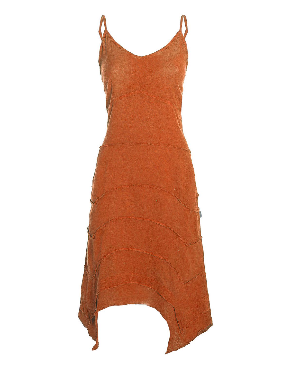 Vishes Sommerkleid Damen Träger Patchwork Zipfelsaum Baumwolle Gewebt Alternative Mode, Boho, Hippie, Ethno, Festival