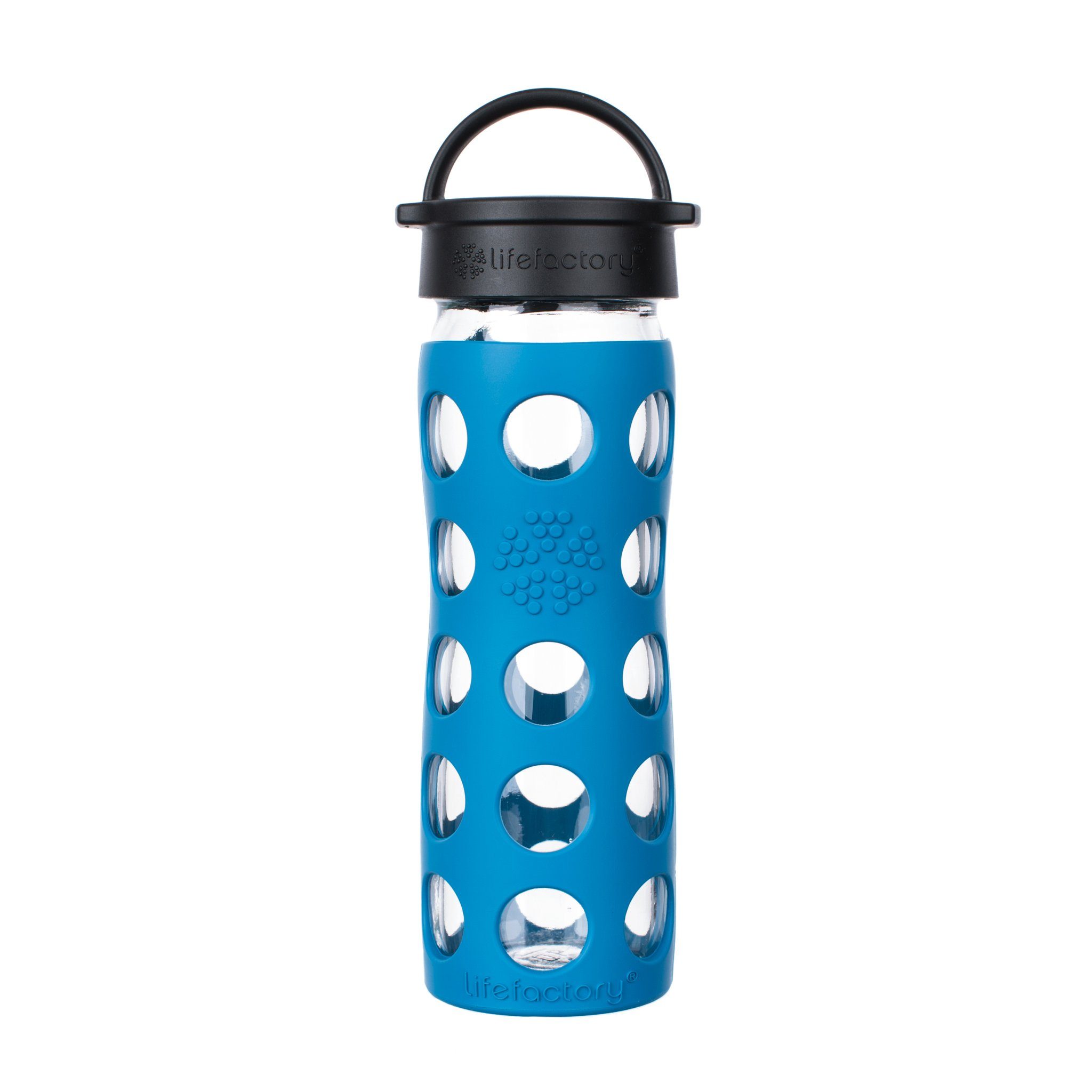 Lifefactory Babyflasche, Lifefactory Glas Flasche mit Silikonhülle und Schraubverschluss, 475ml Teal Lake
