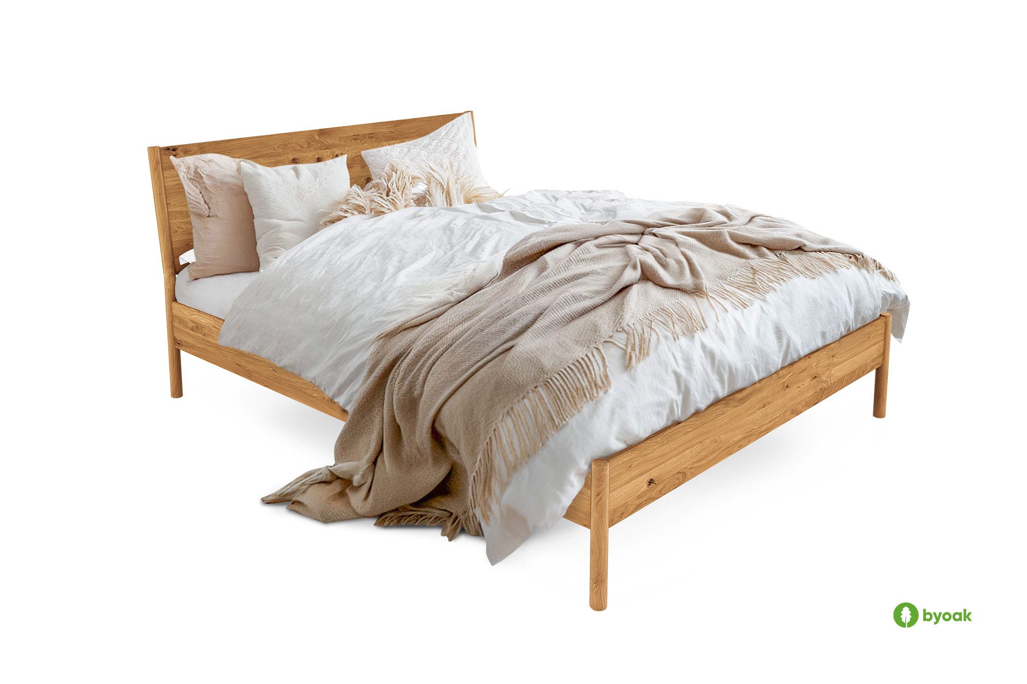 byoak Bett POLA mit Holzkopfteil, Naturgeölt günstig online kaufen