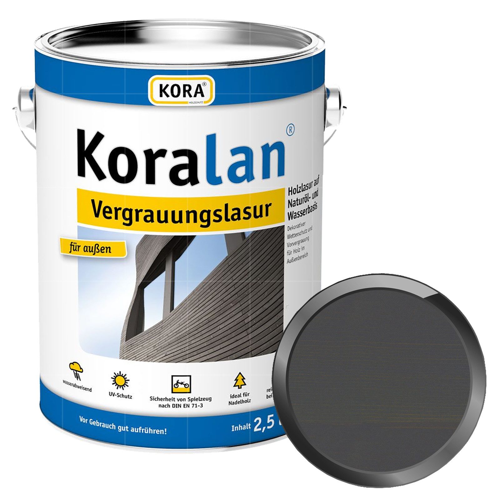 KORA Holzschutzlasur Koralan Vergrauungslasur - 2.5 Ltr