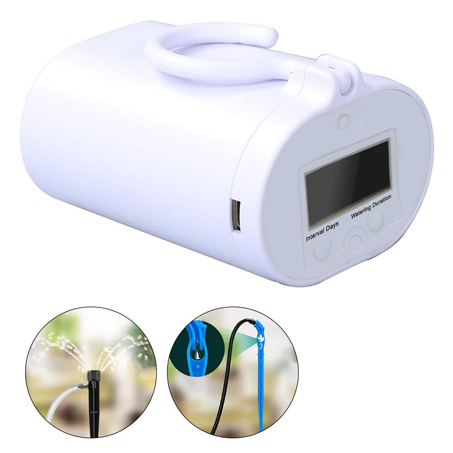 MODFU Bewässerungssteuerung tragbar Automatisches Bewässerungssystem, (Ein Bewässerungsset kann 1 oder 8 Pflanzentöpfe bewässern., Zeitschaltuhr Bewässerung USB-Stromversorgung Wassermangelalarm), 2 Bewässerungsmodi für Blumenbeet Terrasse Garten oder Topfpflanzen
