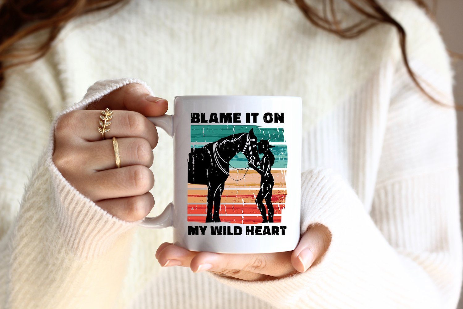 Pferd Geschenk, Wild My Heart It Keramik, Pferde On Motiv Blame Youth Designz mit Kaffeetasse Tasse Weiss/Schwarz