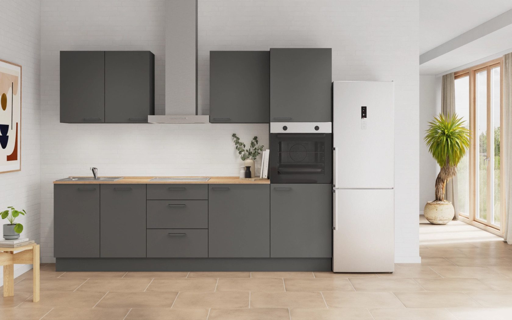 nobilia® Küchenzeile Norr, individuell anpassbar, gratis Küchenplanung mit Profis, (Breite 270 cm), vormontiert, wahlw. mit E-Geräten, inkl. Lieferung