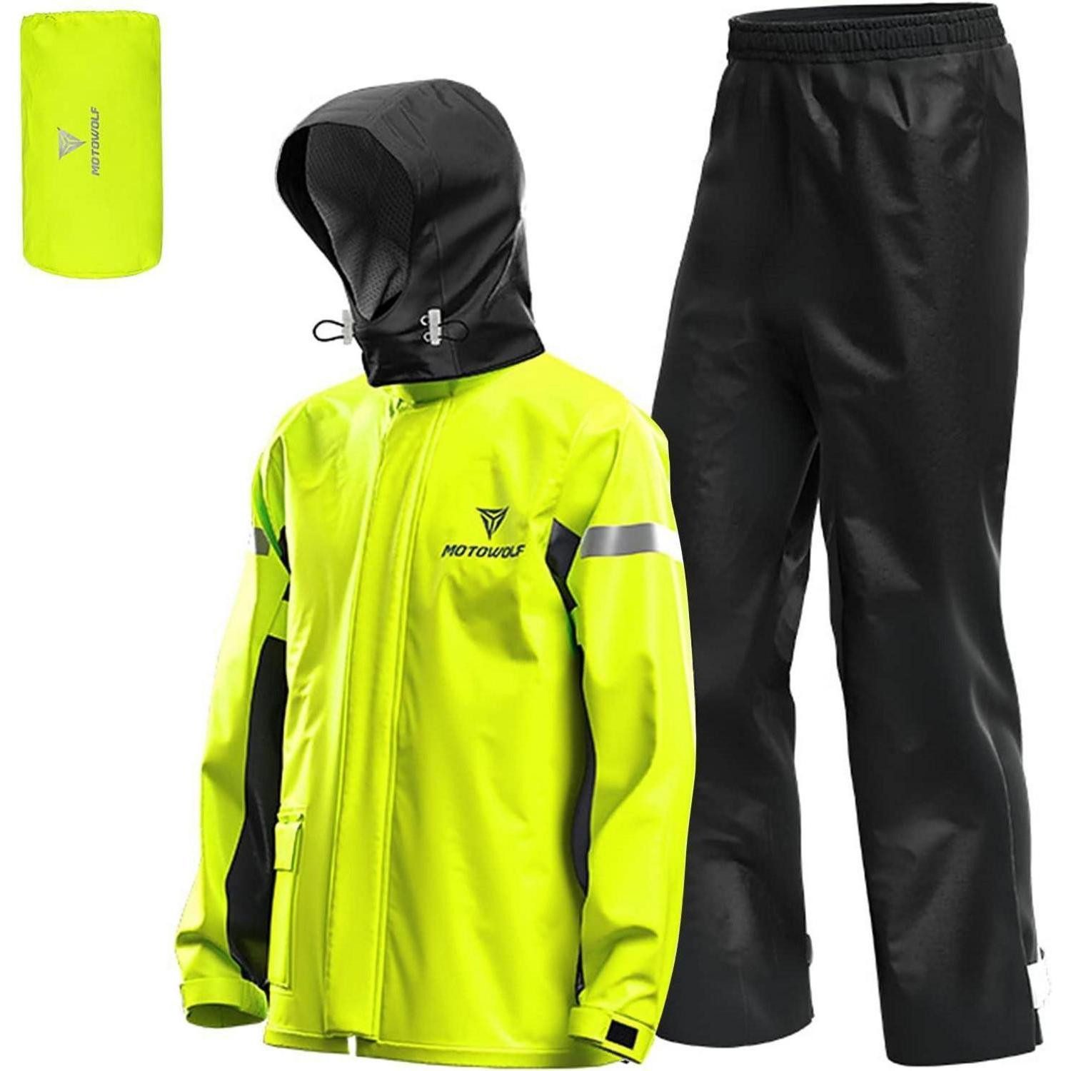LuxusKollektion Regenoverall Regenanzug Herren Motorrad reflektierend wasserdicht Outdoor Gelb L