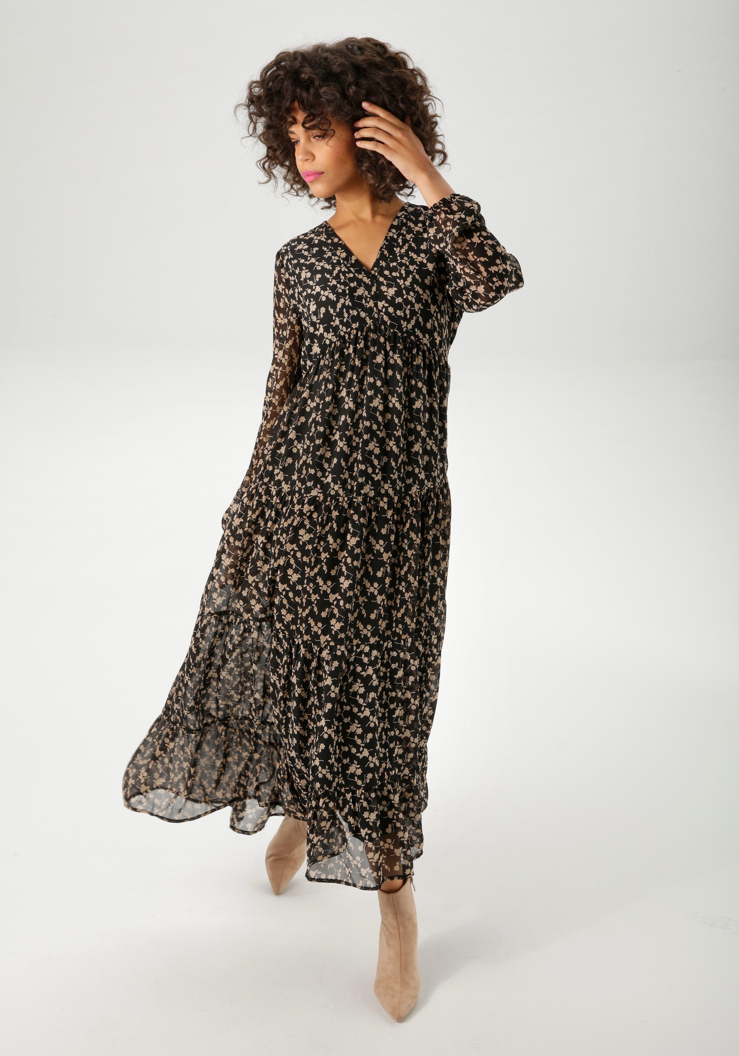 Aniston CASUAL Maxikleid mit verspieltem Blumendruck günstig online kaufen
