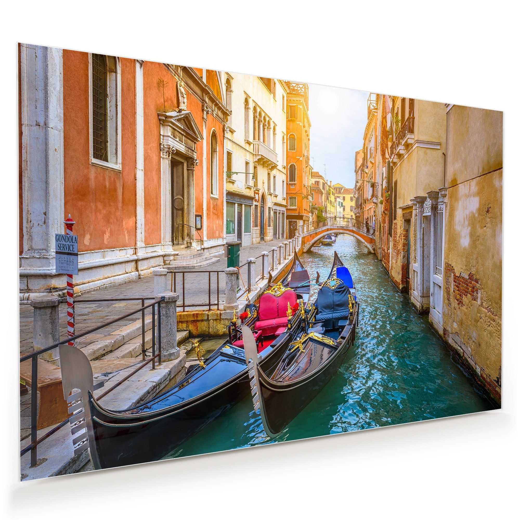 Primedeco Glasbild Wandbild Gondel, Kanal, Venedig mit Aufhängung, Städte &  Länder