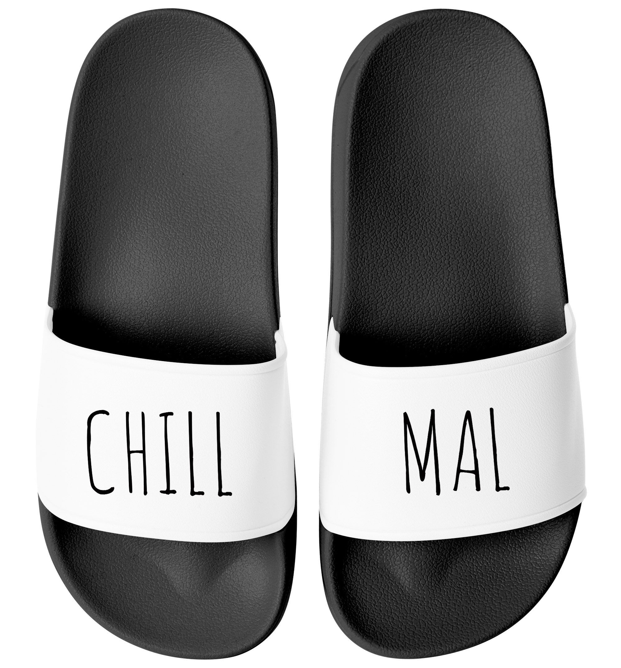 MoonWorks Badeschlappen mit Spruch Lustig Chill günstig online kaufen