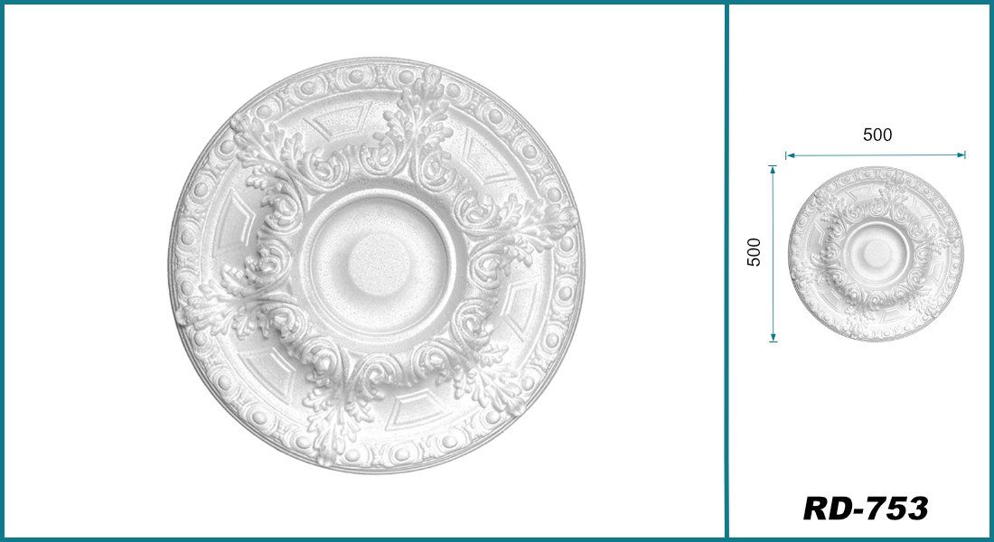 Hexim Wanddekoobjekt Palast 50cm (HEXIM Stuckrosette aus EPS Styropor weiß günstig online kaufen