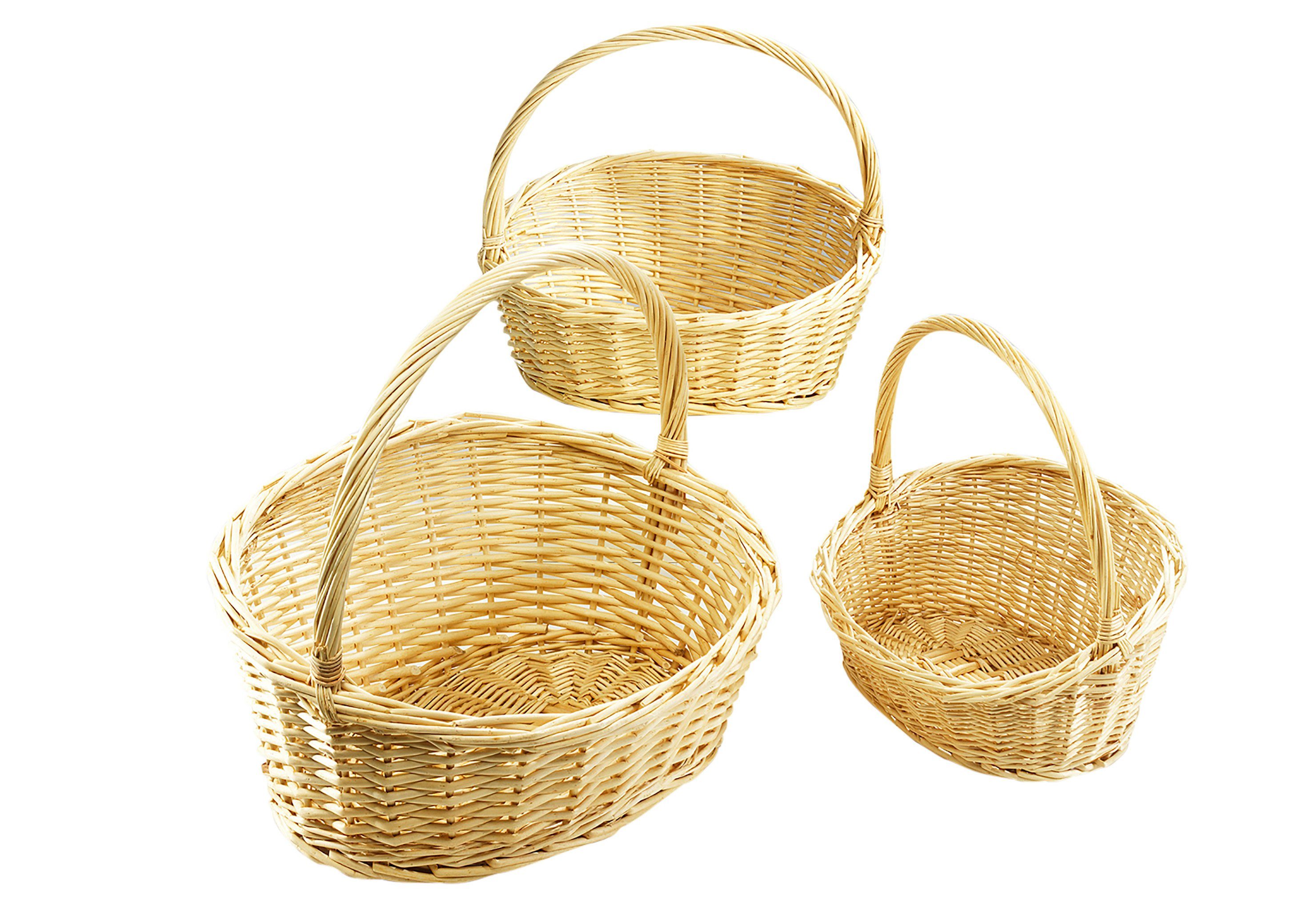 Kobolo Dekokorb Geschenkkorb Set aus drei Größen natur Weide