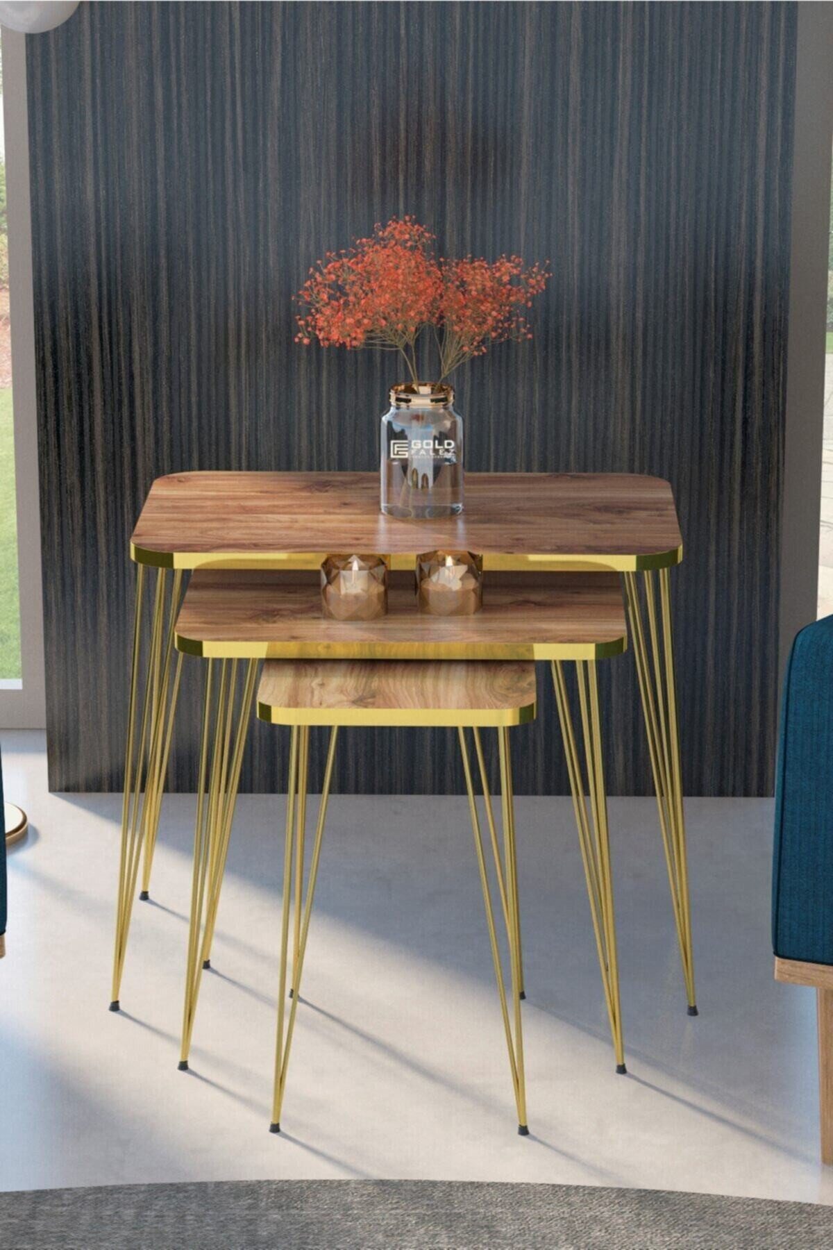en.casa Couchtisch (3-St), mit goldfarbener PVC-Kante 89322047