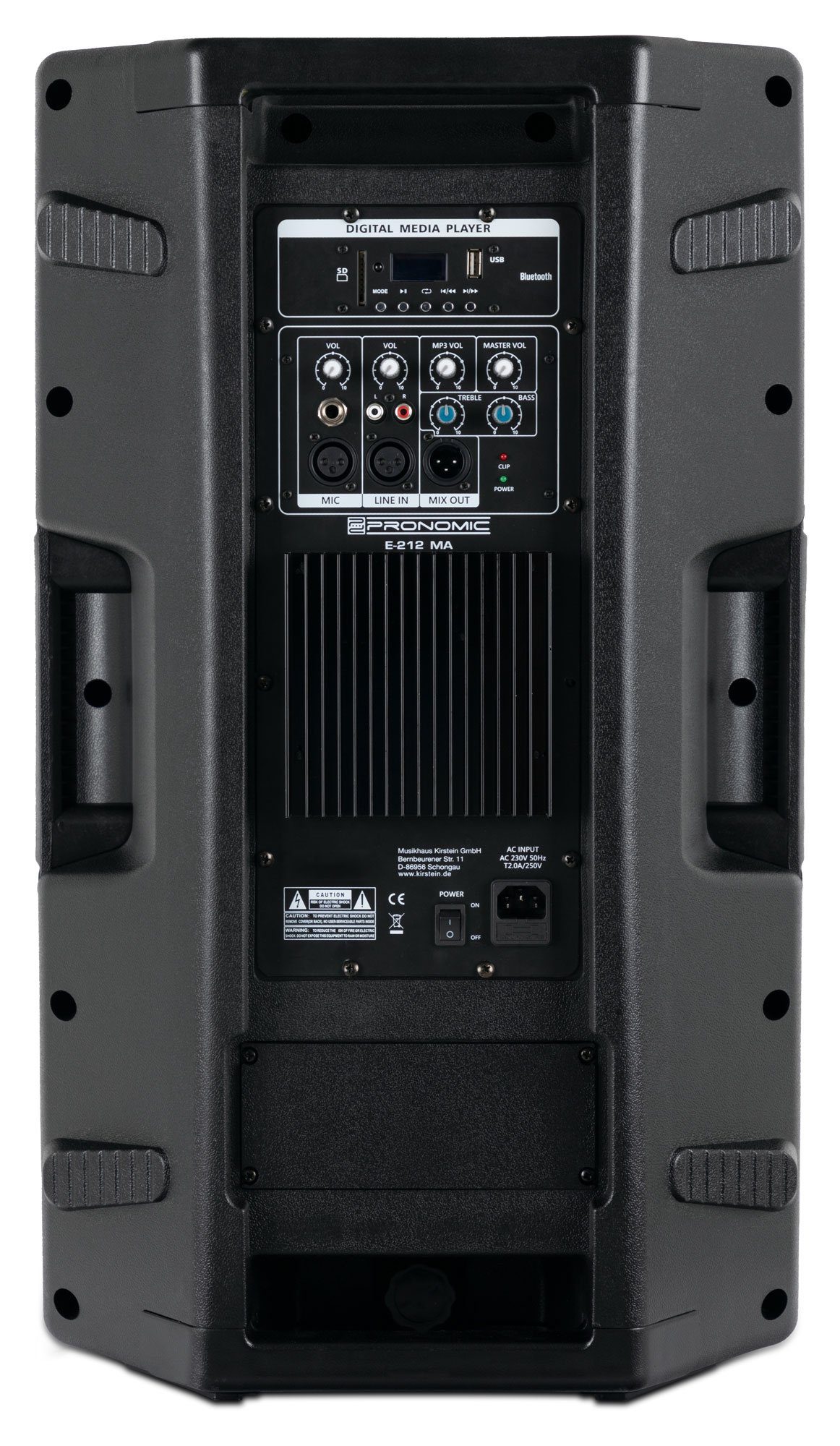 Aktive PA-Box USB/SD/MP3-Player 1" W, MA und Lautsprecher (Bluetooth, 2-Wege Kompressions-Treiber) 12" Pronomic Woofer - 120 - E-212 mit