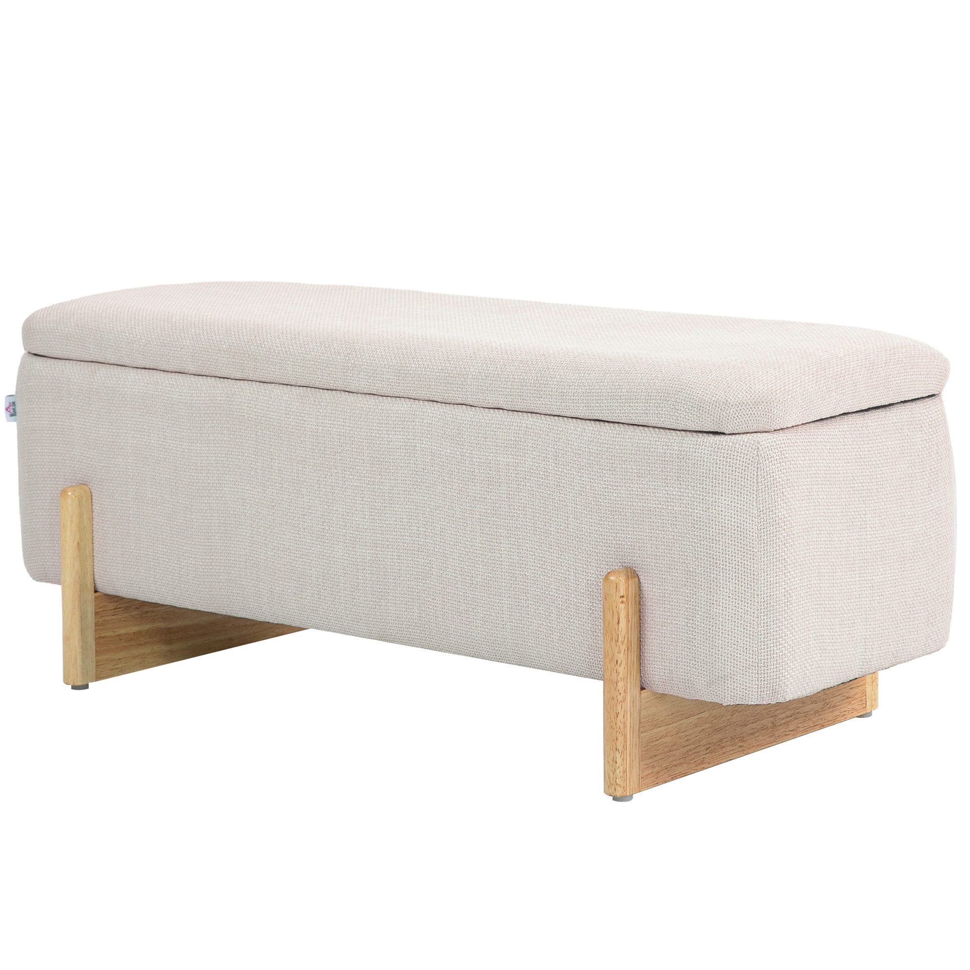furnicato Sitztruhe Hocker mit Stauraum, 111 x 44 x 44,5 cm, Cremeweiß (1-St)