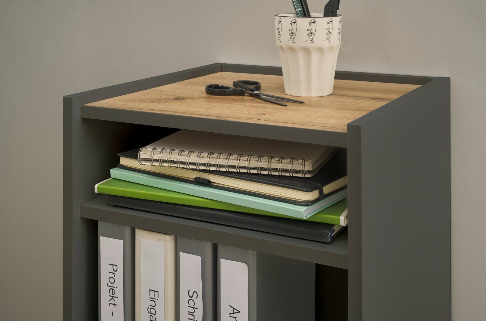 Furn.Design Container Center (Büroregal in grau matt mit Wotan Eiche, 40 x 70 cm) Schreibtischhöhe – Bild 3 von 5