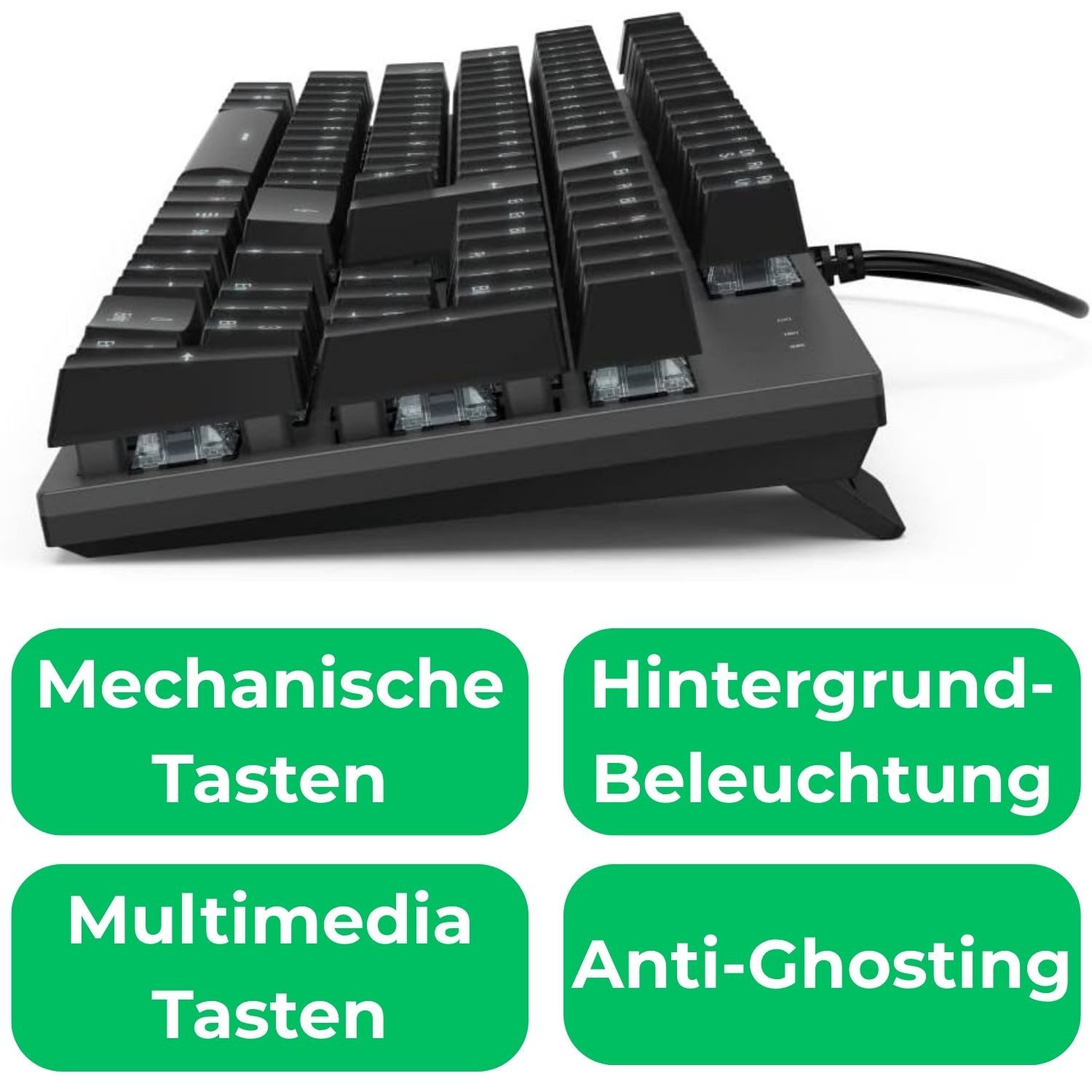 Hama Mechanische Tastatur Keyboard MKC-650 DE-Layout Gaming-Tastatur (Voll-Tastatur Multimedia-Tasten Ziffernblock Num-Pad Mechanical Office) – Bild 3 von 5