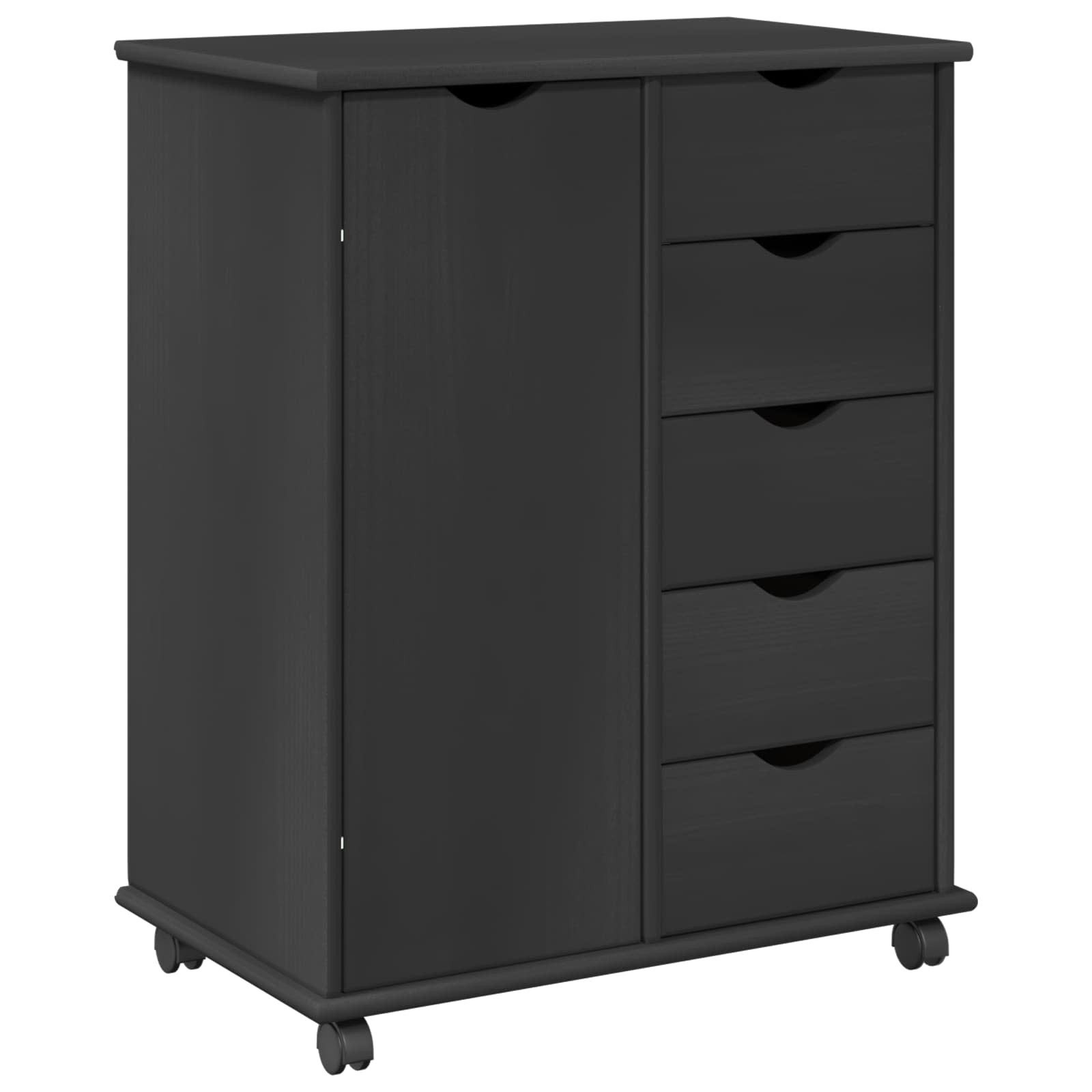 vidaXL Rollcontainer Rollschrank 63,5 x 39 x 79 cm Massivholz Kiefer Grau, (1 St)