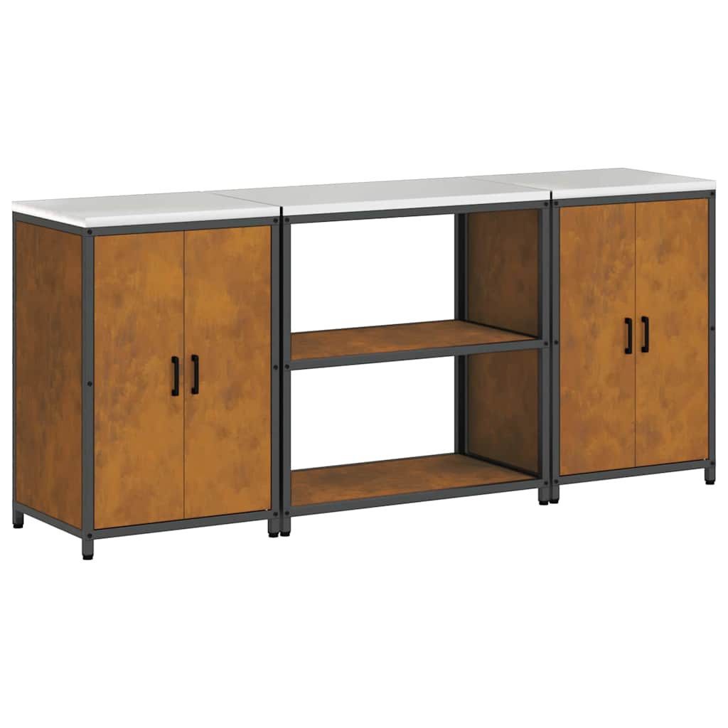 vidaXL Unterschrank 210 x 50 x 92 cm Küchenlager-Set mit Regal mit Speicher mit Tür 3 pcs